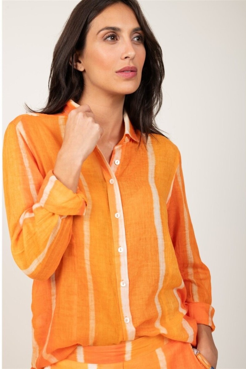 CAMISA MANGA LARGA NUANCES COLOR NARANJA